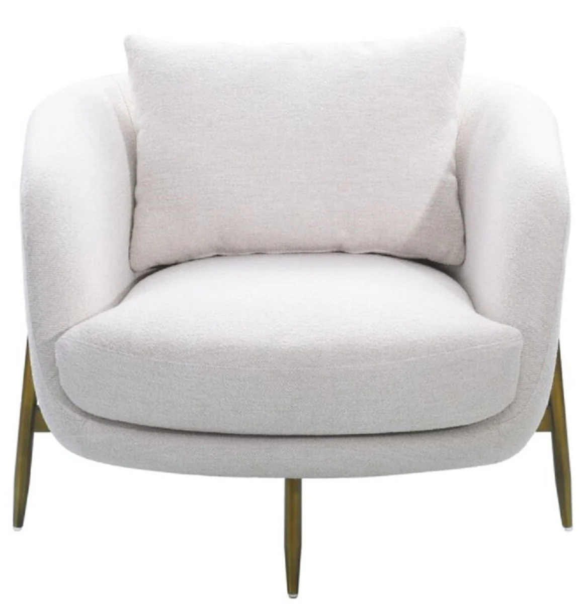 Casa Padrino sill¨®n de lujo blanco / bronce antiguo 85,5 x 77 x A. 67 cm - Sill¨®n de sal¨®n - Sill¨®n de hotel - Muebles de sal¨®n - Muebles de hotel - Muebles de lujo - Interiores de lujo