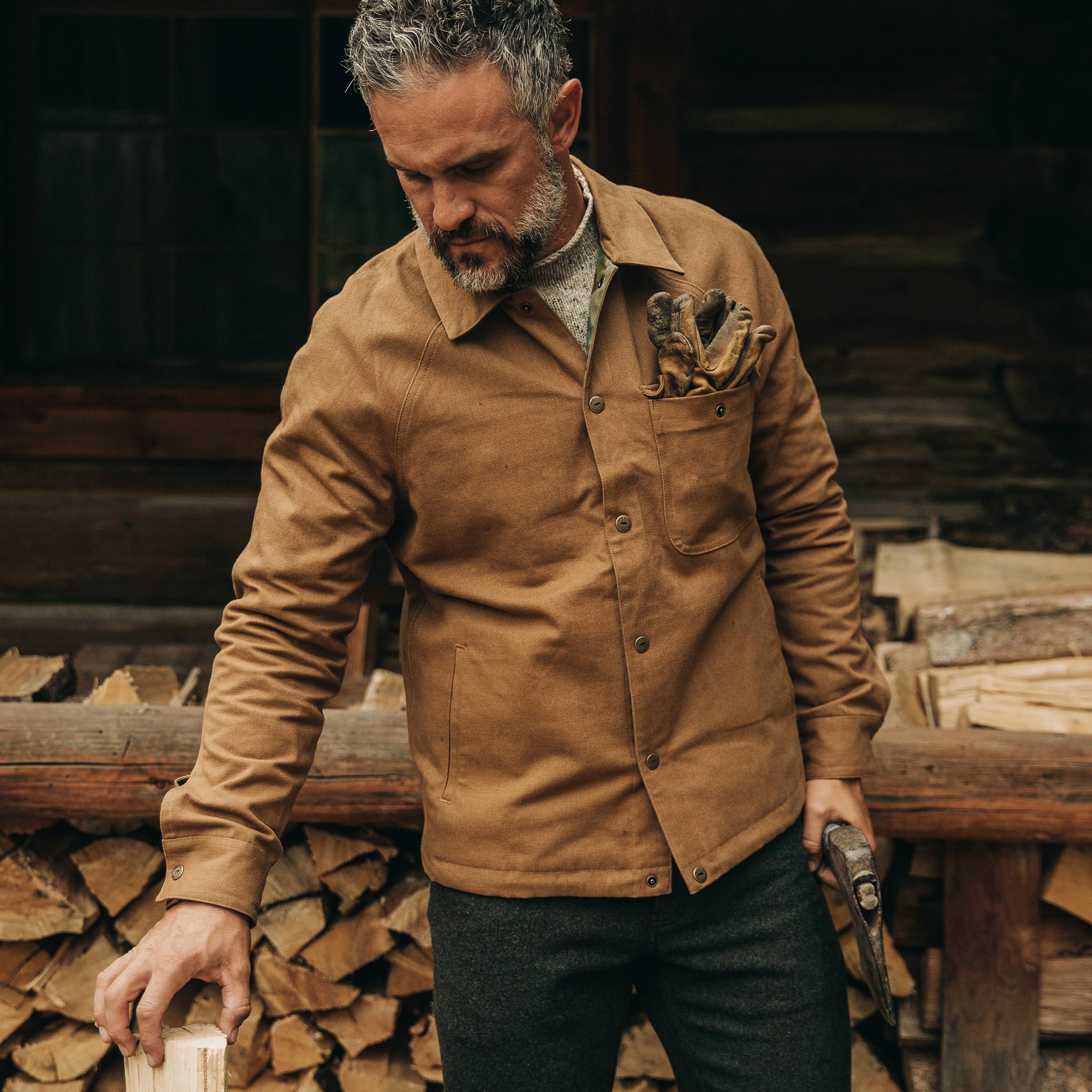 The Taylor Stitch x Gear Patrol Reversible Lombardi Jacket in Arid Camo