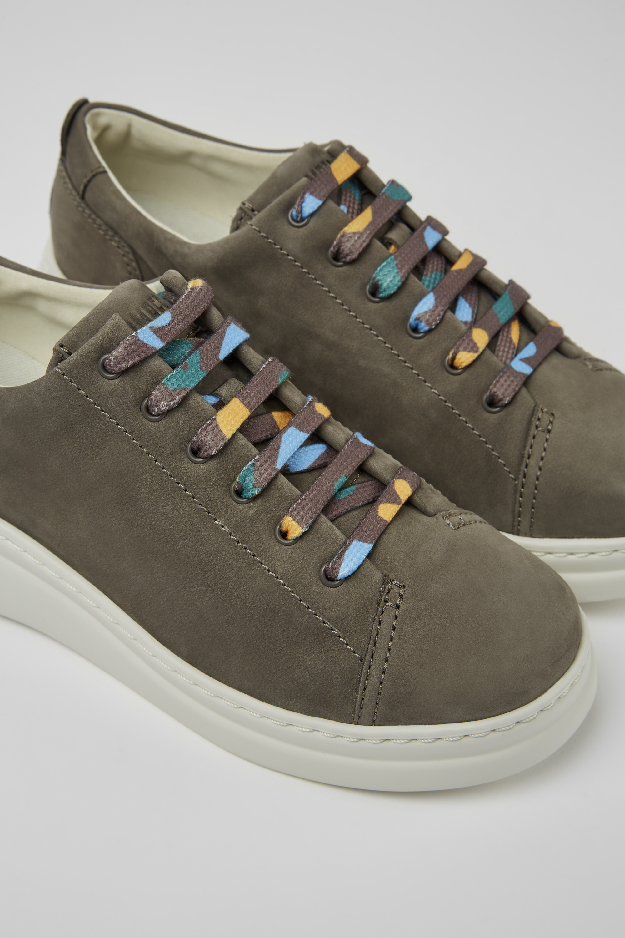 Runner Up - Brown-gray nubuck sneakers for women