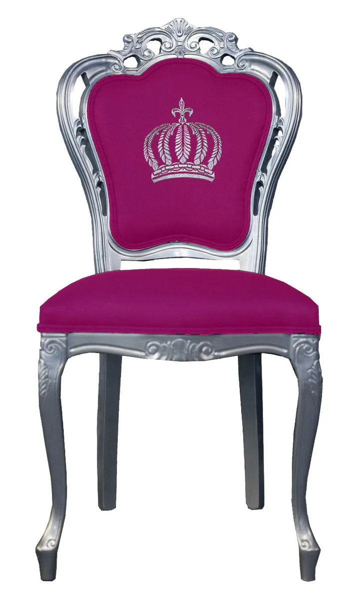 Pomp??s by Casa Padrino luxury baroque dining chair pink / silver - Pomp??s baroque chair designed by Harald Gl??ckler