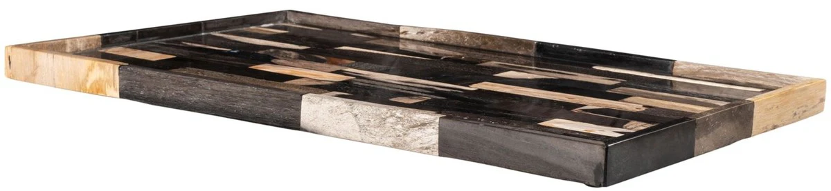 Casa Padrino bandeja de lujo multicolor 40 x 25 x H. 2 cm - Bandeja para Servir Hecha de Madera Petrificada