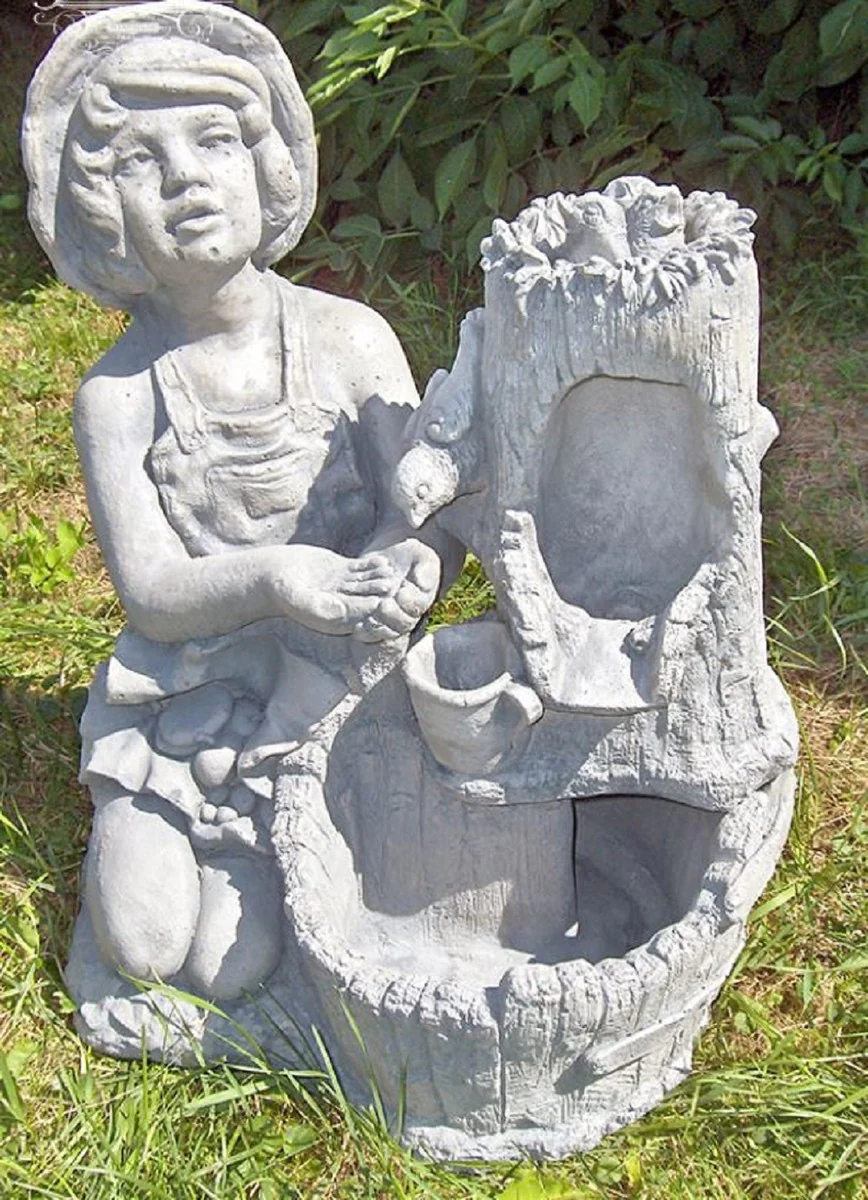 Casa Padrino Fuente Art Nouveau Gris A. 59 cm - Elegante Decoración de Jardín y Terraza Fuente de Piedra - Accesorios de Decoración de Jardín y Terraza Barrocos y Art Nouveau