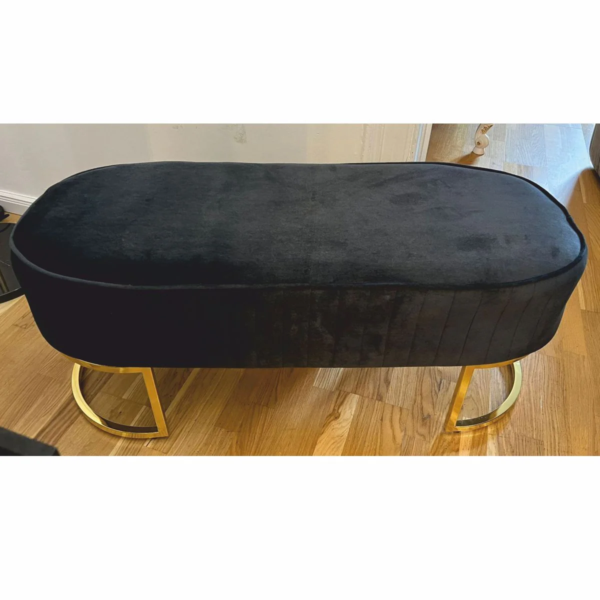 Casa Padrino banco de lujo negro / oro 120 cm - Muebles de lujo