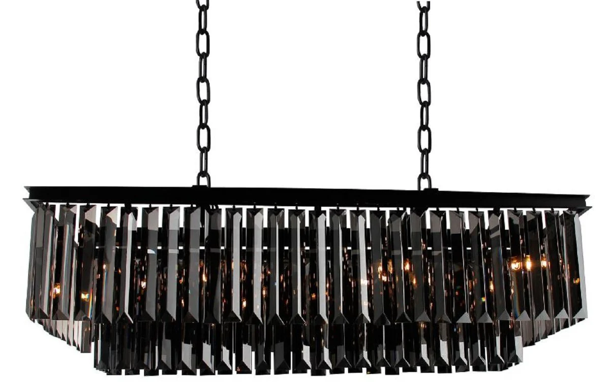 Casa Padrino lámpara de araña de lujo negro / gris 106 x 42 x A. 50 cm - Lámpara de araña de salón moderna - Colección de Lujo