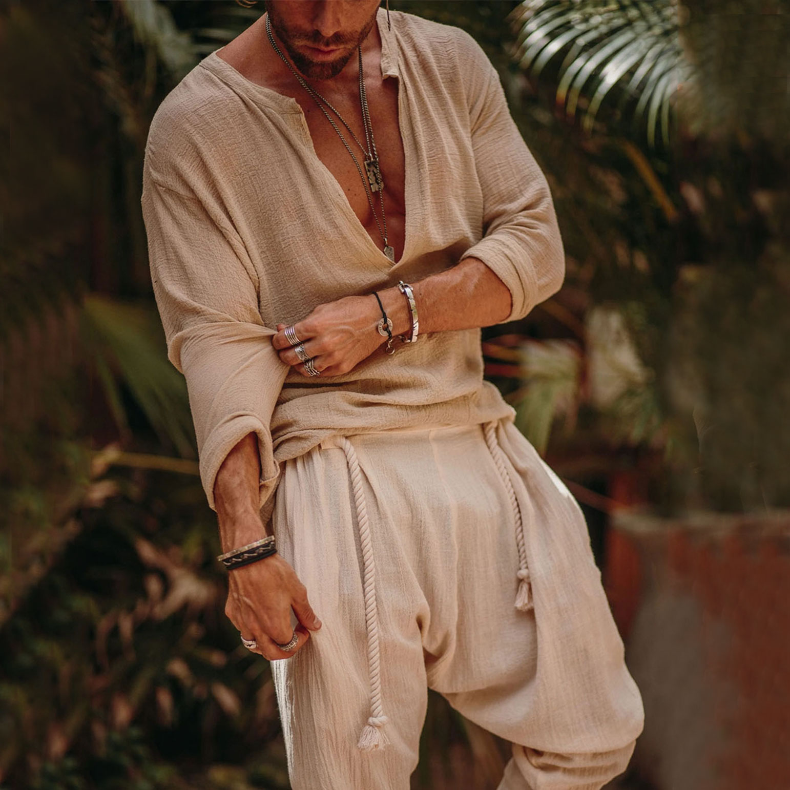 Mens Linen Minimalist Holiday Plain Shirt