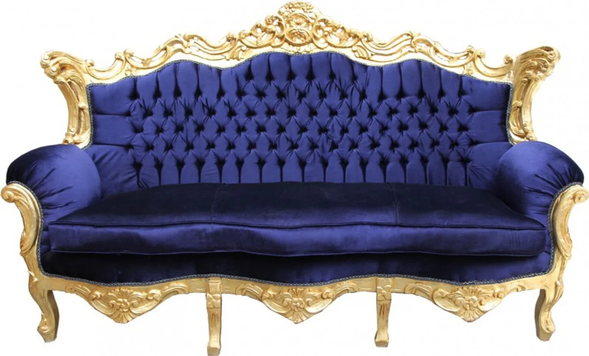 Casa Padrino Baroque sofa Master Royal Blue / Gold - Living room furniture Coffee Lounge