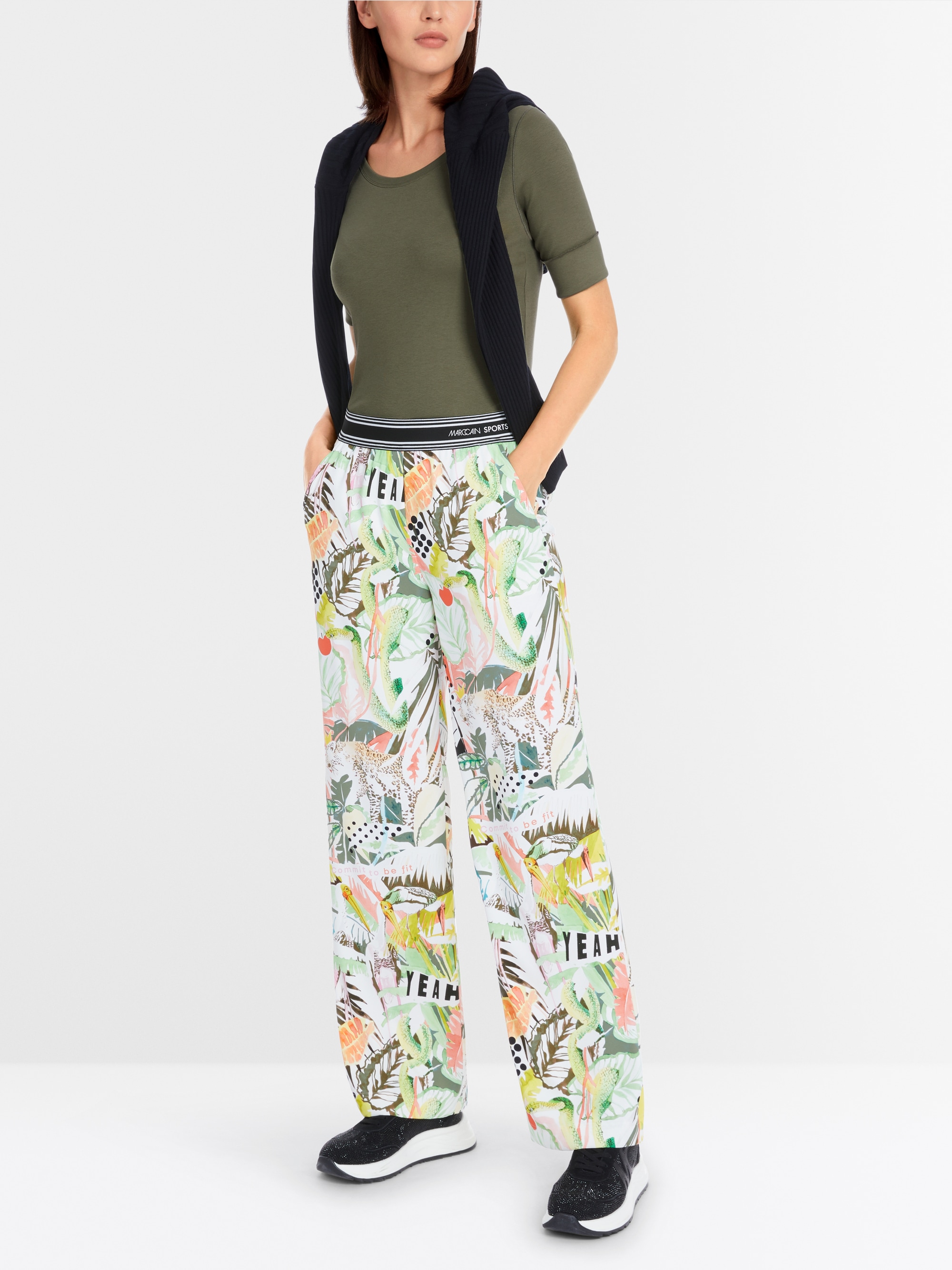 Marc-Cain Solid T-shirt in stretchy cotton rib