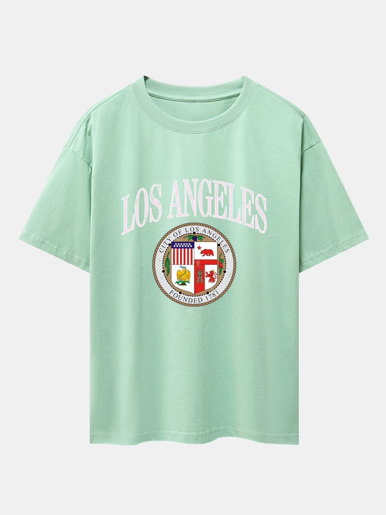 Los Angeles Coat Of Arms Print Drop Shoulder Oversize T-Shirt