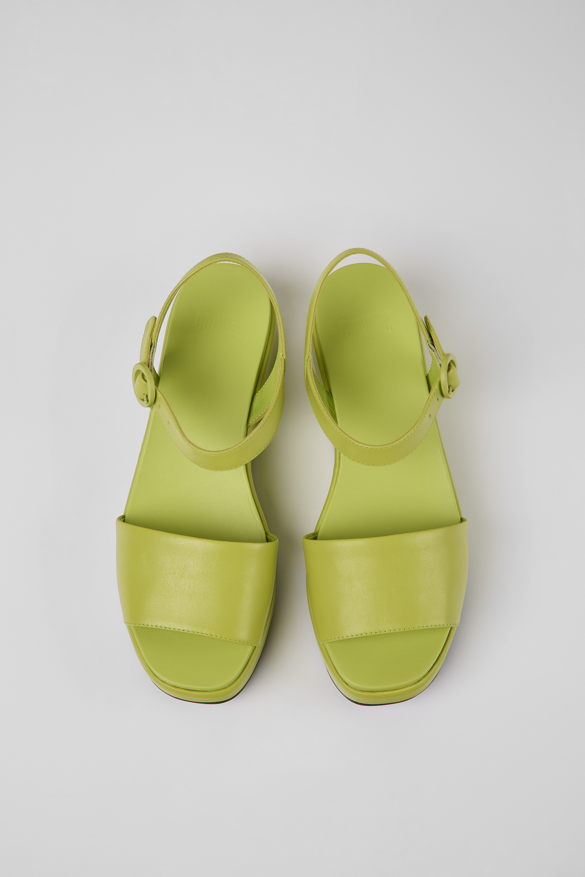 Misia - Green leather sandals for women