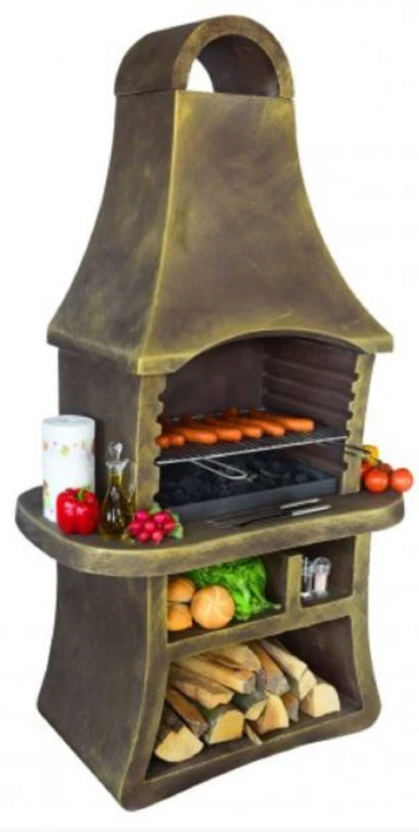 Casa Padrino barbacoa de jard¨ªn de lujo marr¨®n antiguo 98 x 58 x A. 177 cm
