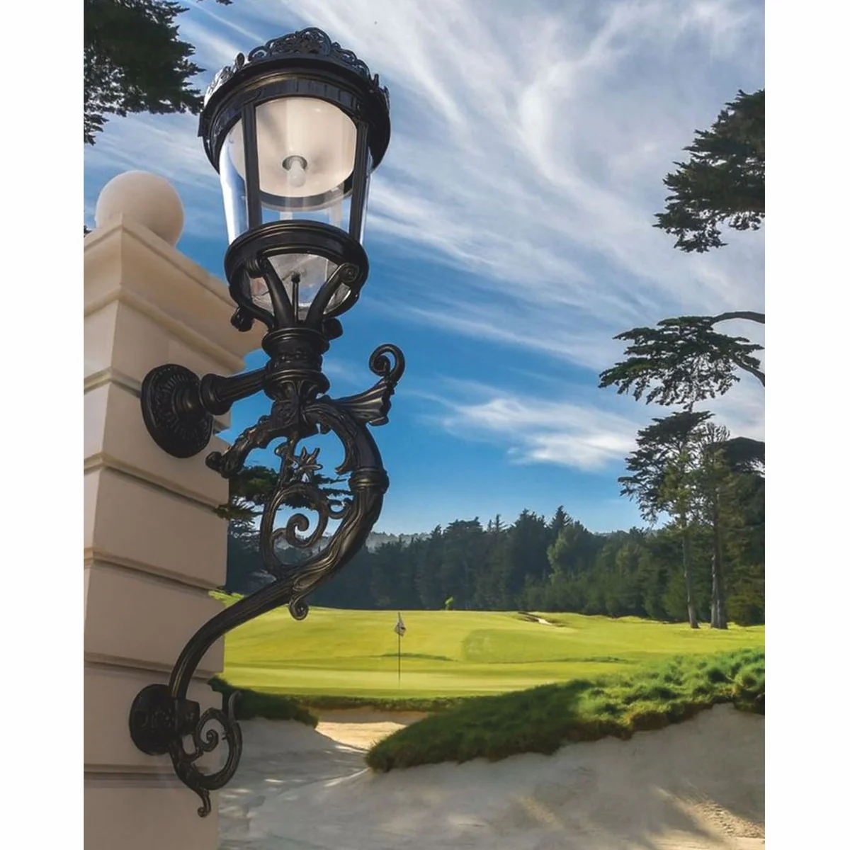 Casa Padrino l¨¢mpara de pared de exteriores barroco negro A. 237 cm - Enorme l¨¢mpara de exterior de jard¨ªn