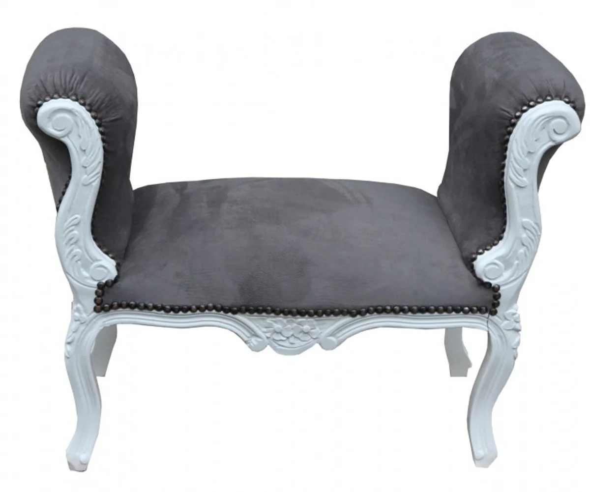 Heces Casa Padrino barroco del taburete gris / blanco - banco - estilo antiguo