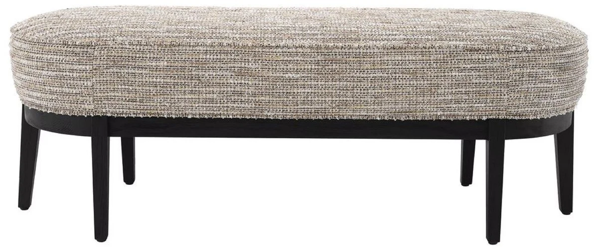 Casa Padrino banco de lujo beige / negro 132 x 45 x A. 47 cm - Banco de sal¨®n tapizado - Muebles de Sala de Estar - Muebles de Hotel - Colecci¨®n de Lujo