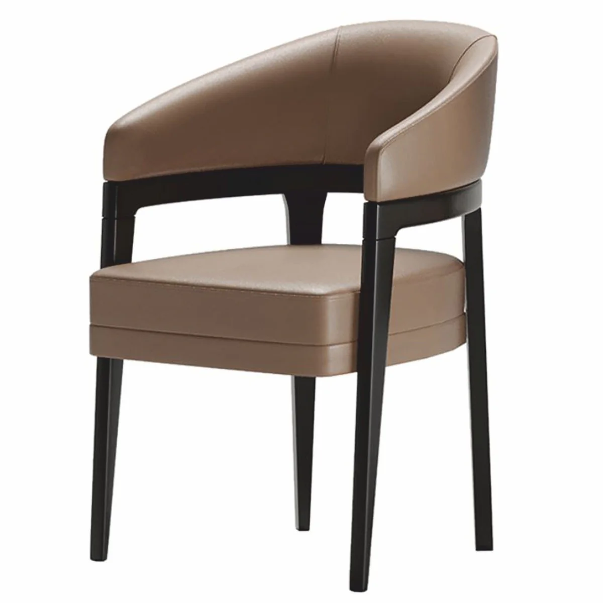 Casa Padrino conjunto de 6 sillas de comedor de lujo con reposabrazos marr¨®n / negro - Muebles de hotel y comedor