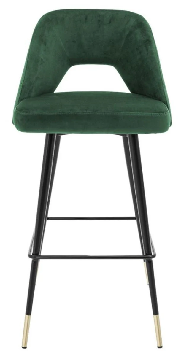 Casa Padrino luxury bar stool green / black 50 x 50 x H. 100 cm - Luxury Bar Stools with Backrest