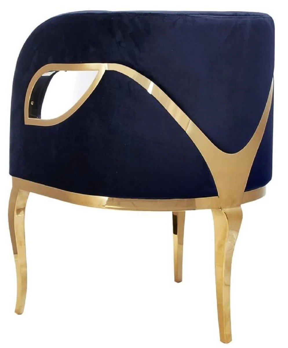 Casa Padrino sill¨®n de terciopelo de lujo azul / oro 78 x 55 x A. 59 cm - Sill¨®n de sal¨®n - Muebles de sal¨®n - Muebles de hotel - Muebles de lujo - Interiores de sal¨®n - Interiores de lujo