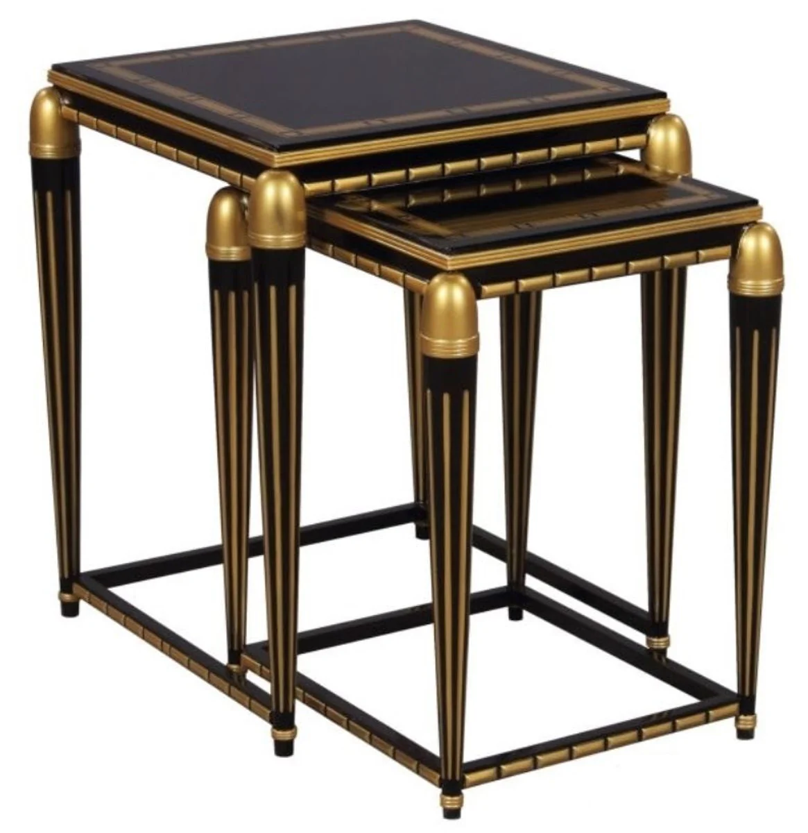 Casa Padrino juego de mesa lateral de lujo negro / oro 45 x 45 x H. 54 cm - Muebles de Lujo