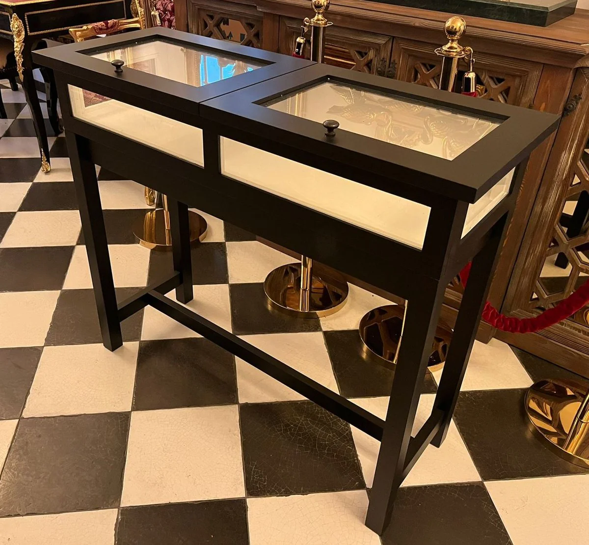 Casa Padrino vitrina de tienda de estilo campestre negro / blanco 110 cm