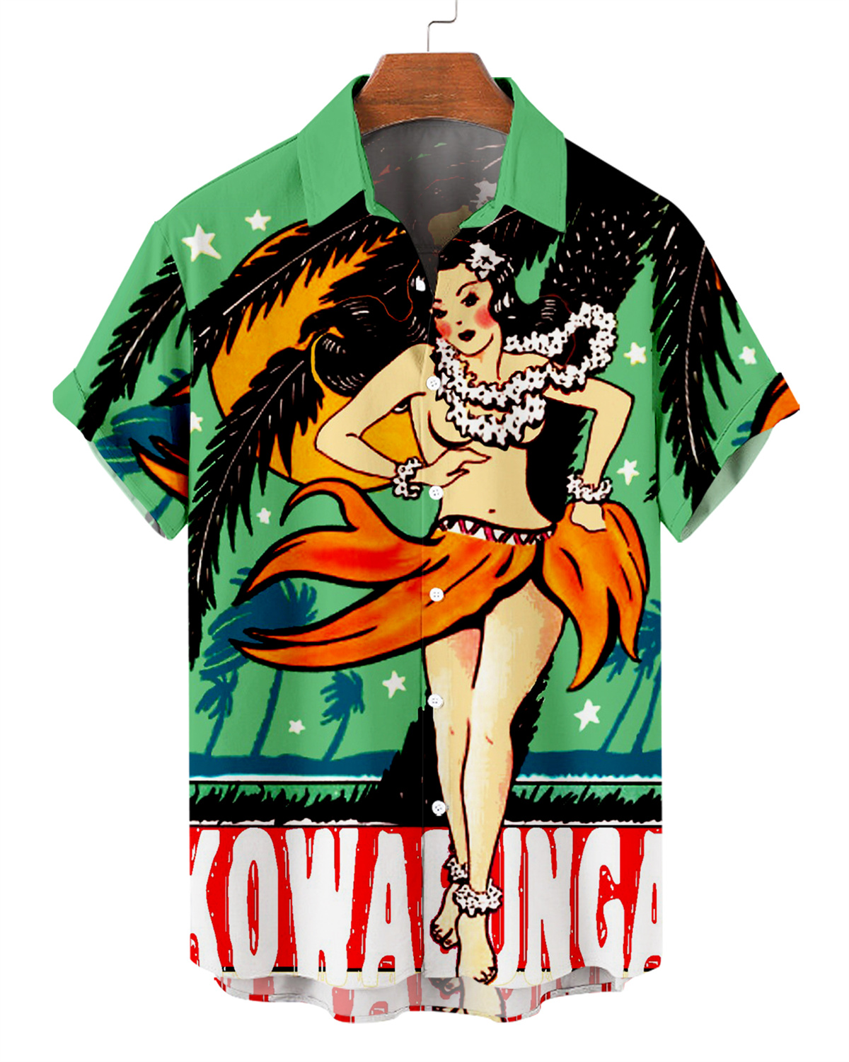 Suitmens Men's Tiki Party Hawaiian Vacation Print Three-Piece Set 028