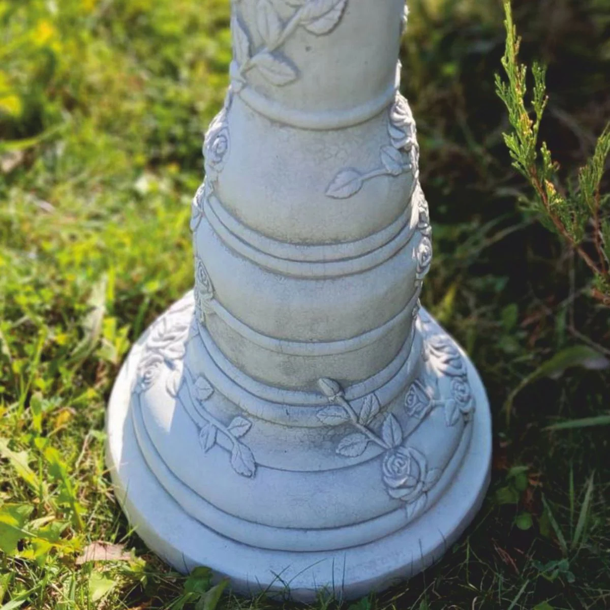 Casa Padrino ba?o para p¨¢jaros Art Nouveau gris ? 33 x A. 68 cm - Decoraci¨®n de jard¨ªn