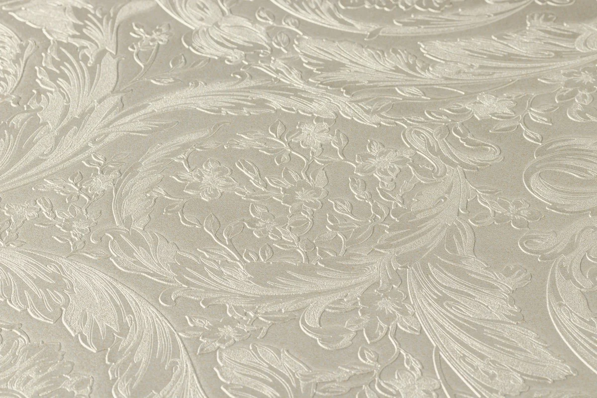 Papel pintado no tejido barroco Versace Designer IV 36692-1 - Crema gris - Papel pintado de diseño - Alta calidad