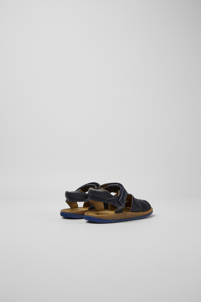 Bicho Dark blue leather sandals for boys