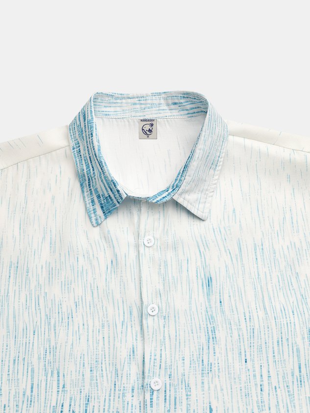 Geometric Abstract Chest Pocket Short Sleeve Casual Shirt