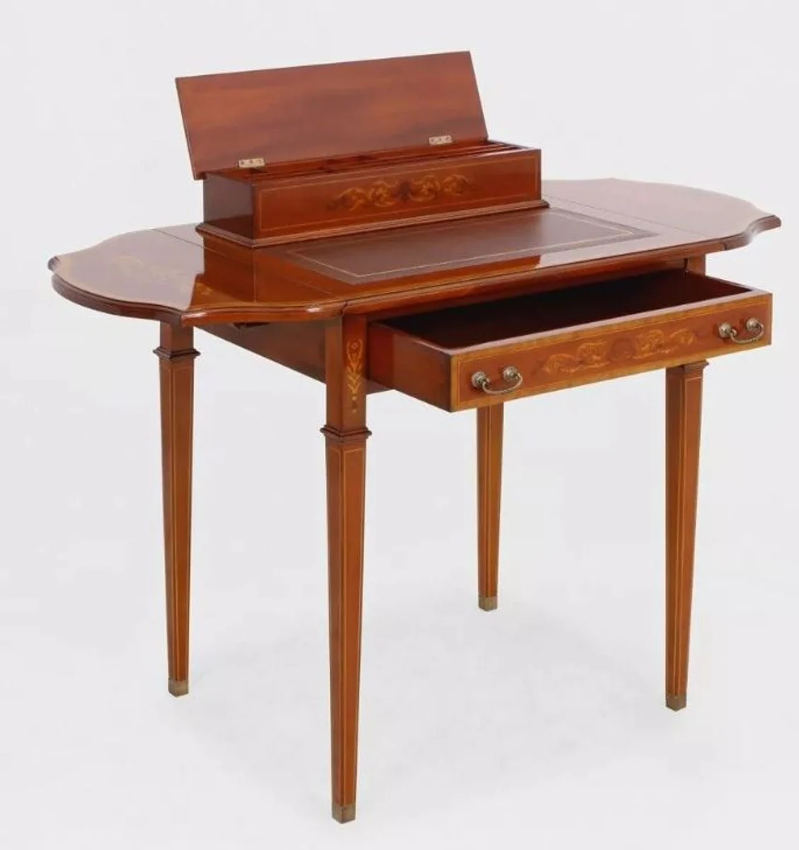 Casa Padrino escritorio barroco de lujo marr¨®n claro / cuero aut¨¦ntico marr¨®n plegable 104 x 49 x H. 80 cm - secretaria de estilo antiguo de madera maciza con caj¨®n