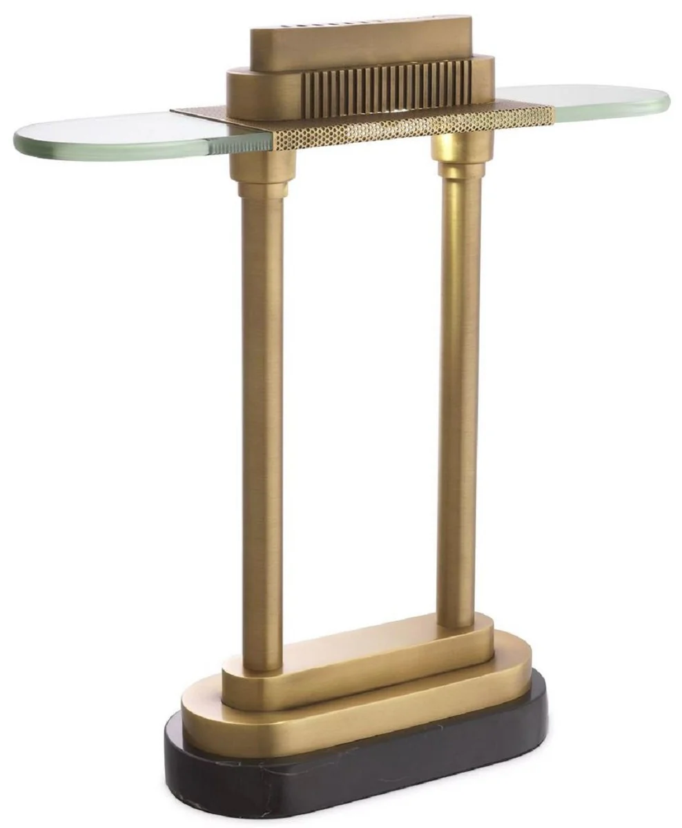Casa Padrino lámpara de escritorio de lujo latón antiguo / negro 45 x A. 47 cm - Elegante lámpara de mesa con base de mármol y pantalla de vidrio - Iluminación de lujo - Muebles de lujo