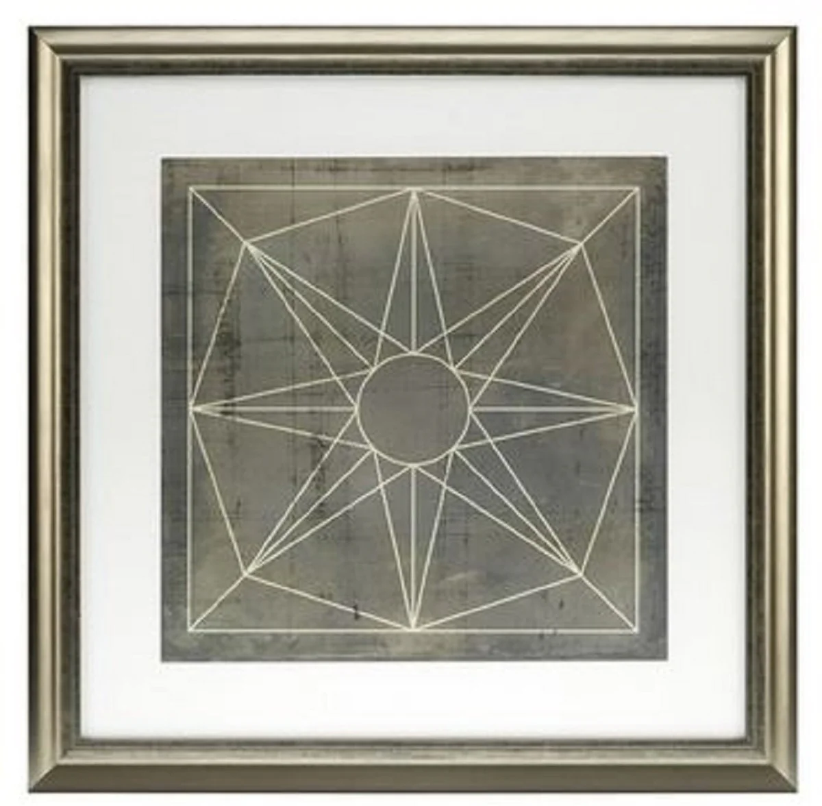 Casa Padrino conjunto de planos azul formas geométricas gris / oro 57 x H. 57 cm - Imágenes de Lujo con Marco de Madera - Decoración de Pared