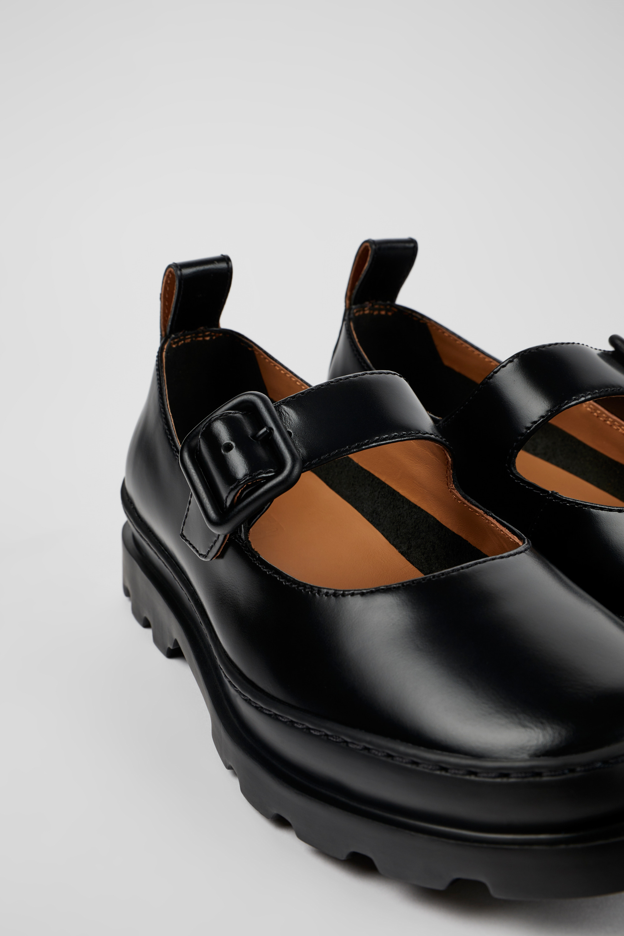 Brutus - Black leather Mary Jane flats for women