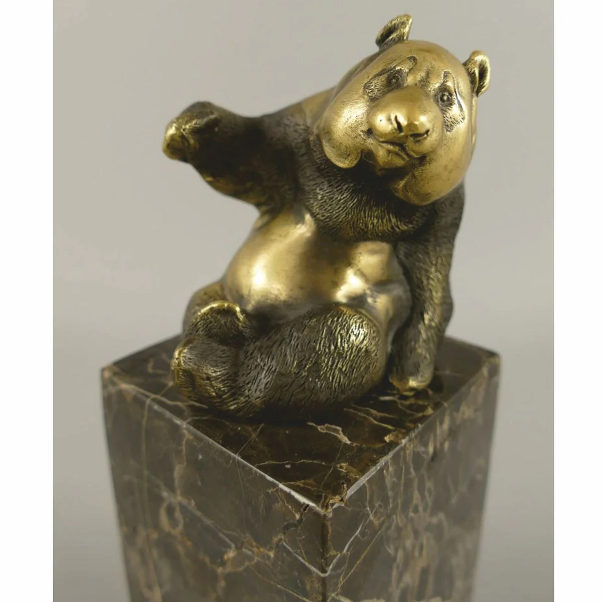 Casa Padrino escultura de bronce oso panda oro / negro A. 21 cm - Figura de bronce