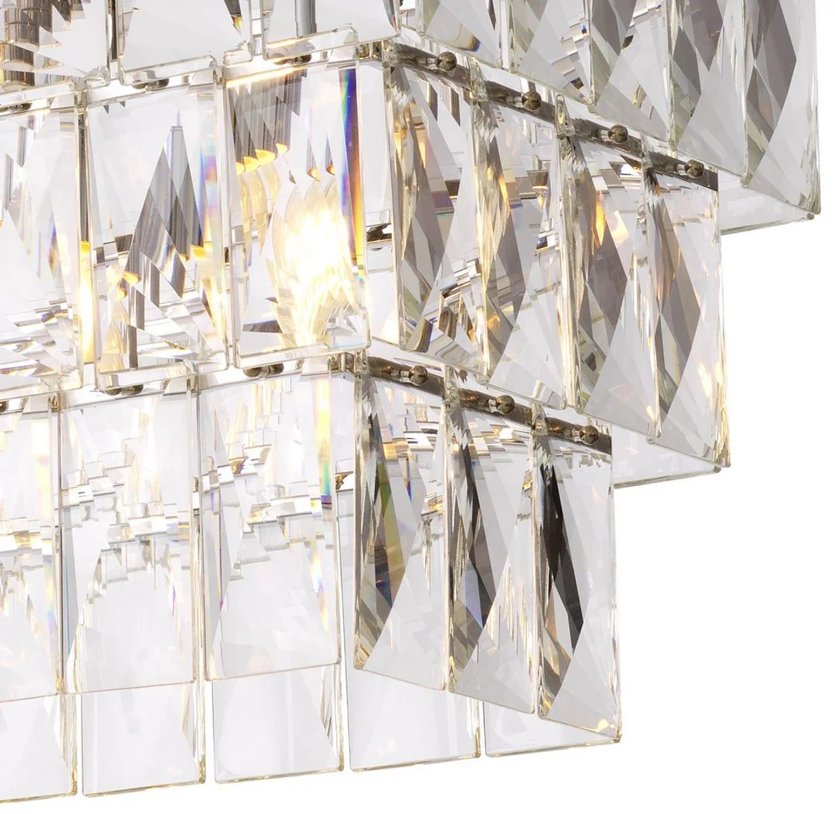 Casa Padrino araña de luces de cristal de lujo plata 140 x 41 x A. 45,5 cm - Lámpara de araña de hotel y restaurante de lujo - Calidad de Lujo