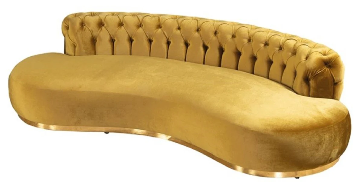 Casa Padrino sof¨¢ Chesterfield de lujo oro 250 x 130 x A. 85 cm - Sof¨¢ de sal¨®n curvo - Muebles de sal¨®n - Muebles Chesterfield - Muebles de lujo - Interior de sal¨®n