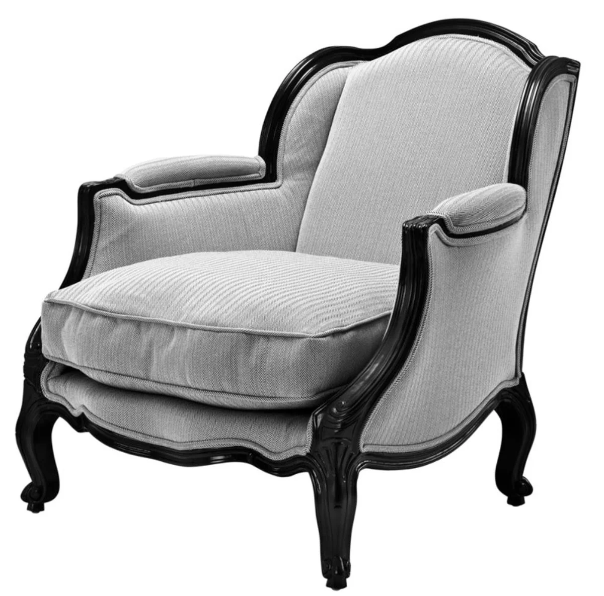 Casa Padrino sillón de estilo antiguo de lujo negro / blanco 76 x 80 x H. 85 cm - Mobiliario de Hotel