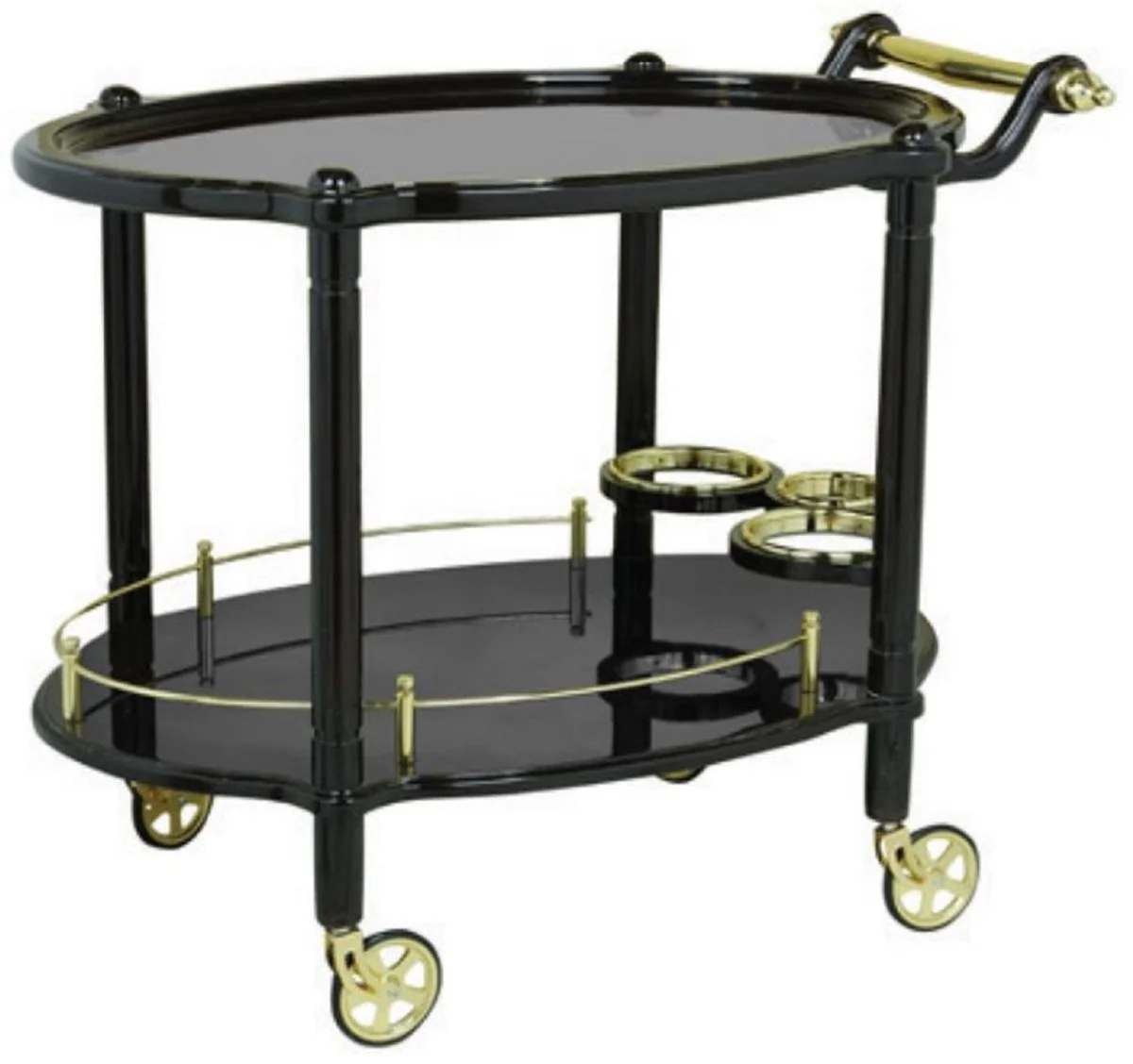 Casa Padrino carrito de servicio de lujo negro / oro 88 x 60 x A. 87 cm - Carrito gastron¨®mico restaurante hotel - Accesorios gastron¨®mico restaurante hotel lujo - Muebles de lujo