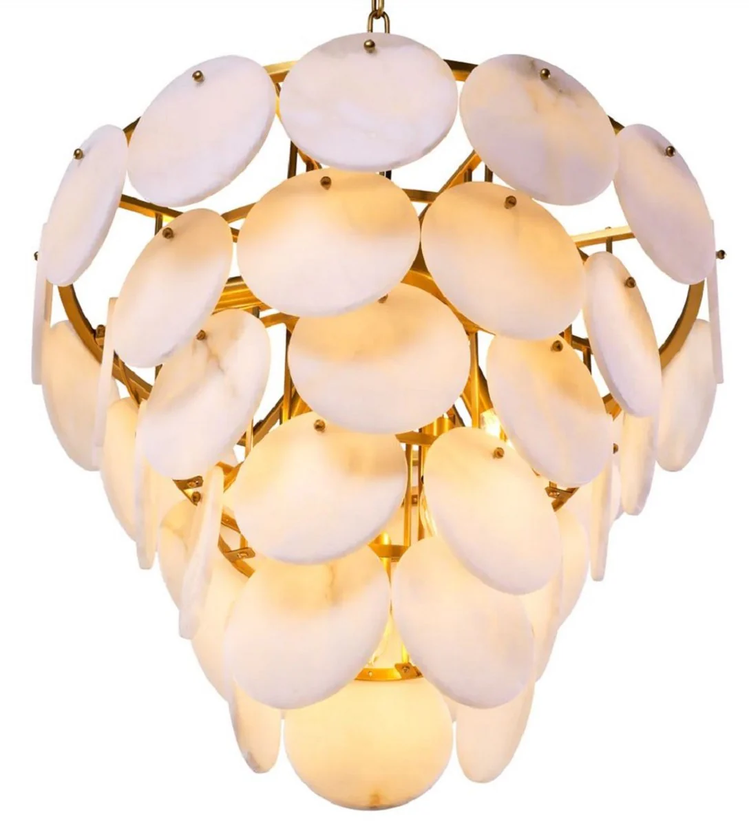 Casa Padrino lámpara de araña de lujo blanco / latón antiguo Ø 66 x A. 56 cm - Lámpara de araña de salón - Lámpara de araña de hotel y de restaurante - Calidad de lujo