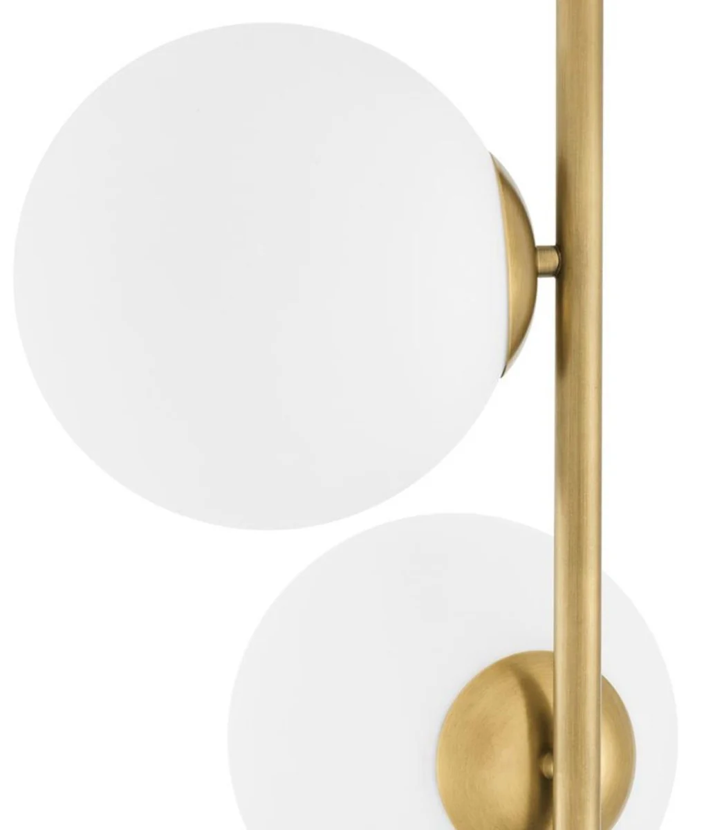 Casa Padrino lámpara halógeno de pie de lujo latón antiguo / negro / blanco Ø 44 x H. 190 cm - Lámpara de Bajo Consumo con Base de Mármol Noble