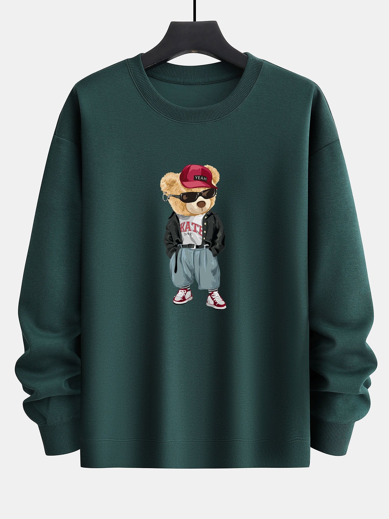 Cool Style Bear Print Relax Fit Sweatshirt
