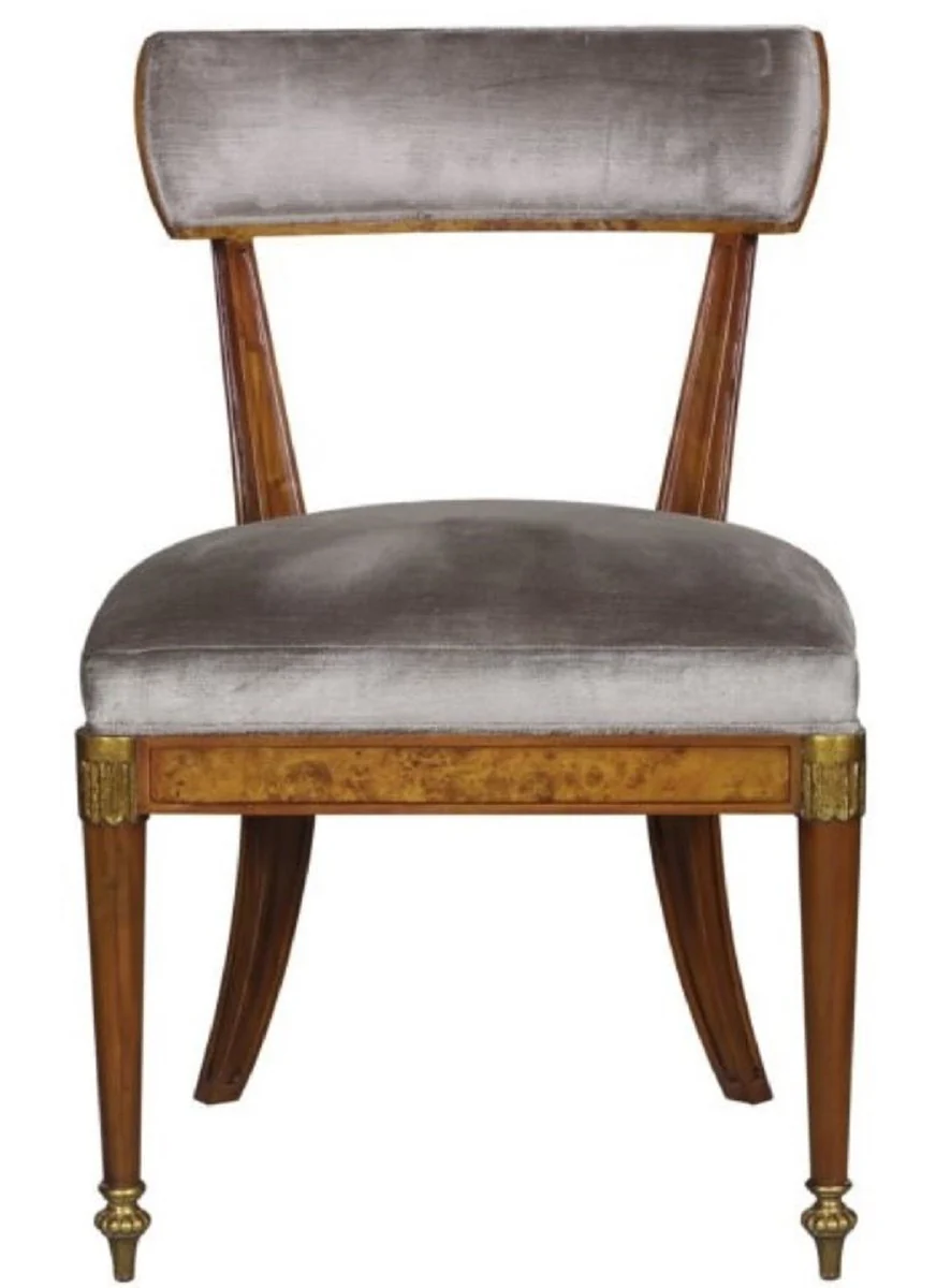 Casa Padrino silla de comedor art nouveau de lujo de marrón claro / marrón / latón / plata 59 x 63 x H. 88 cm - Muebles de Comedor de Lujo