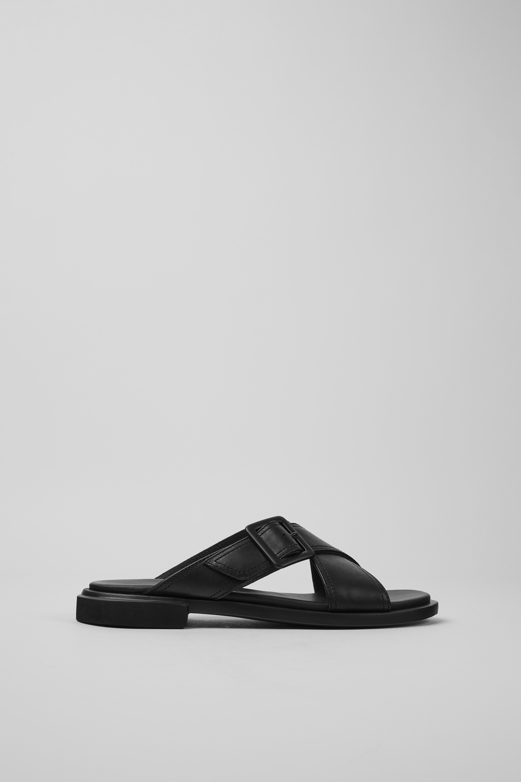 Edy - Black leather sandals for women