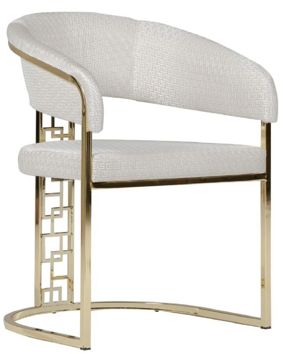 Casa Padrino silla de comedor de lujo con reposabrazos blanco / oro A. 83 cm