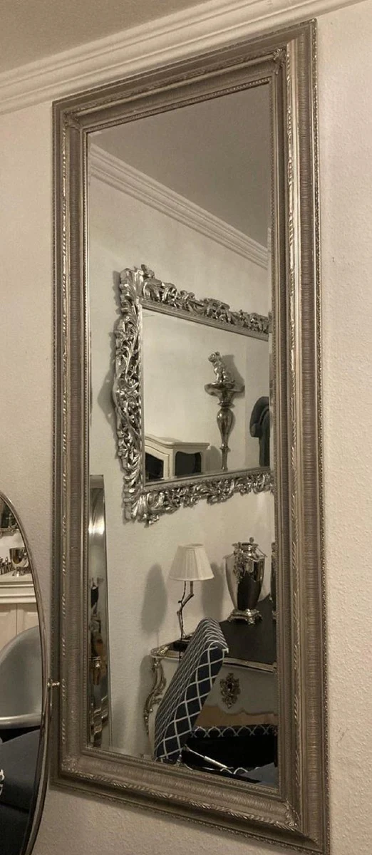 Casa Padrino espejo barroco espejo barroco plata - Espejo de pared rectangular en estilo barroco - Espejo de armario barroco hecho a mano - Muebles barrocos - Interior barroco - Noble y Magn¨ªfico