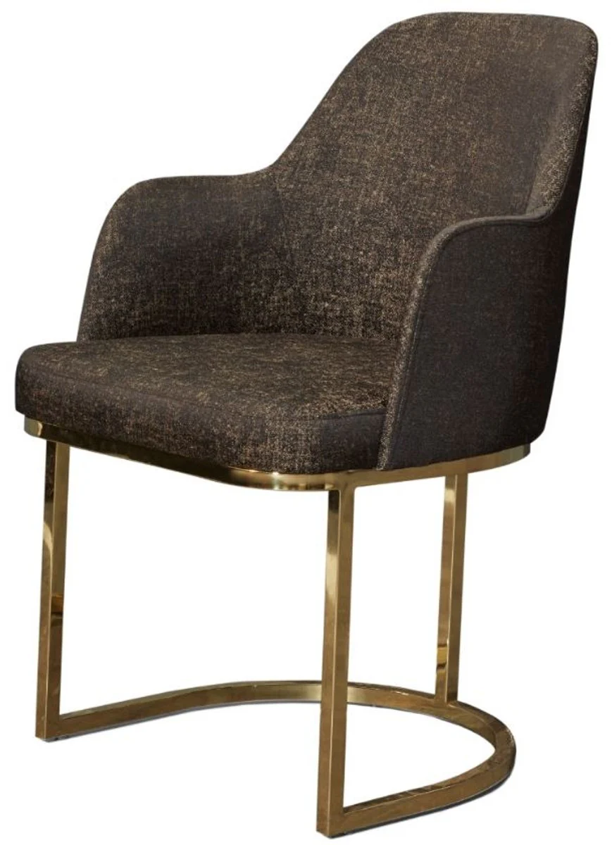 Casa Padrino conjunto de sillas de comedor de lujo gris / oro 70 x 95 x A. 96 cm - Conjunto de sillas de cocina de 6 - Sillas de comedor con reposabrazos - Muebles de comedor de lujo