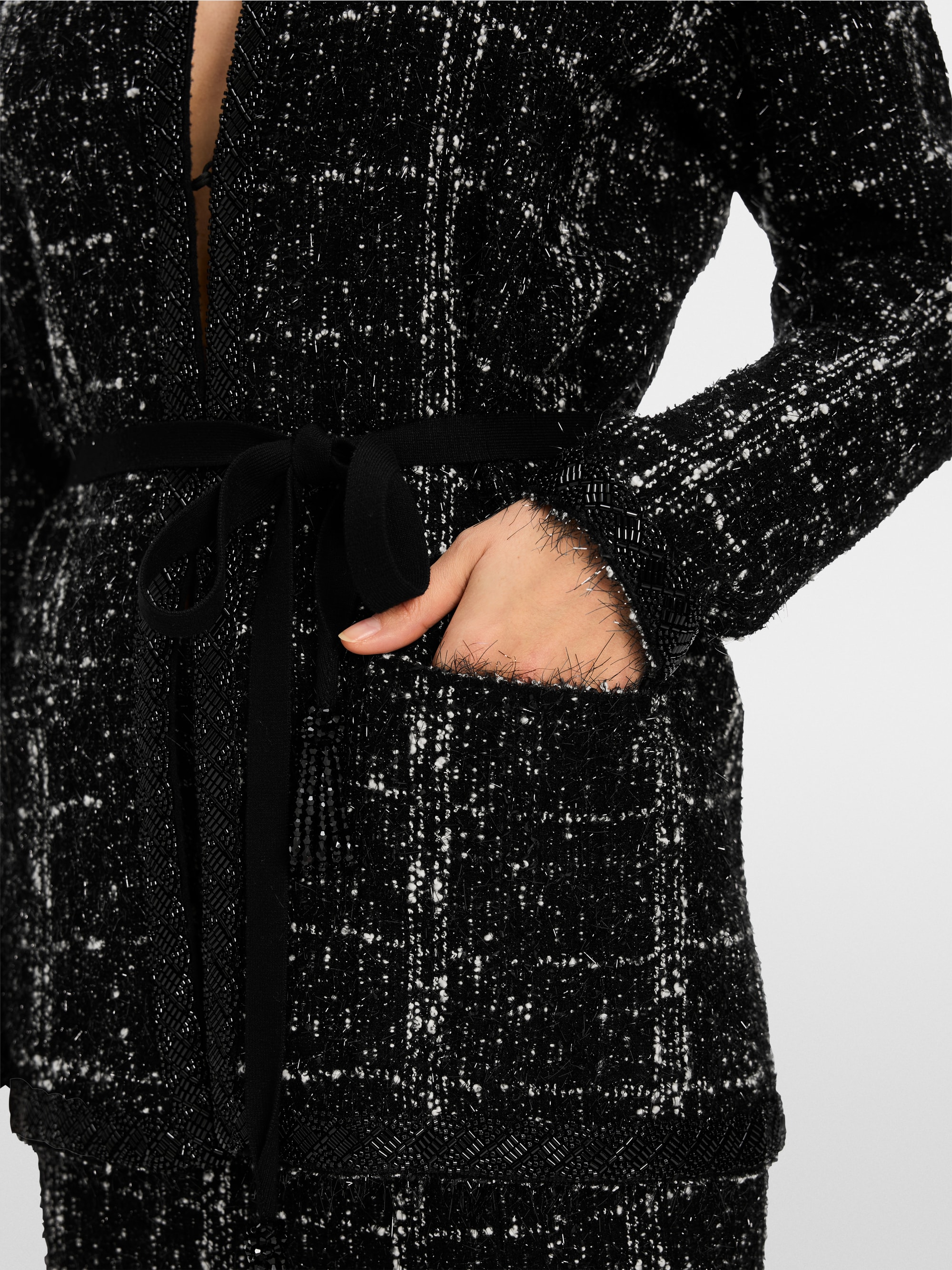 Marc-Cain Check jacket with pearls