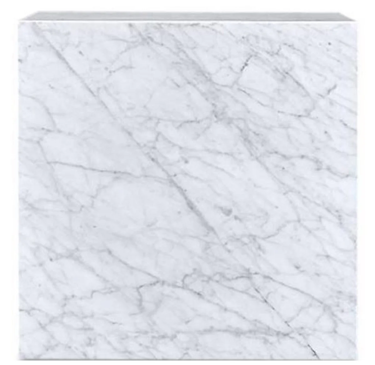 Casa Padrino Mesa Auxiliar de Lujo Blanco 48 x 48 x H. 55 cm - Mesa de la Sala Cuadrada de M¨¢rmol Carrara - Mesa de M¨¢rmol - Calidad de Lujo