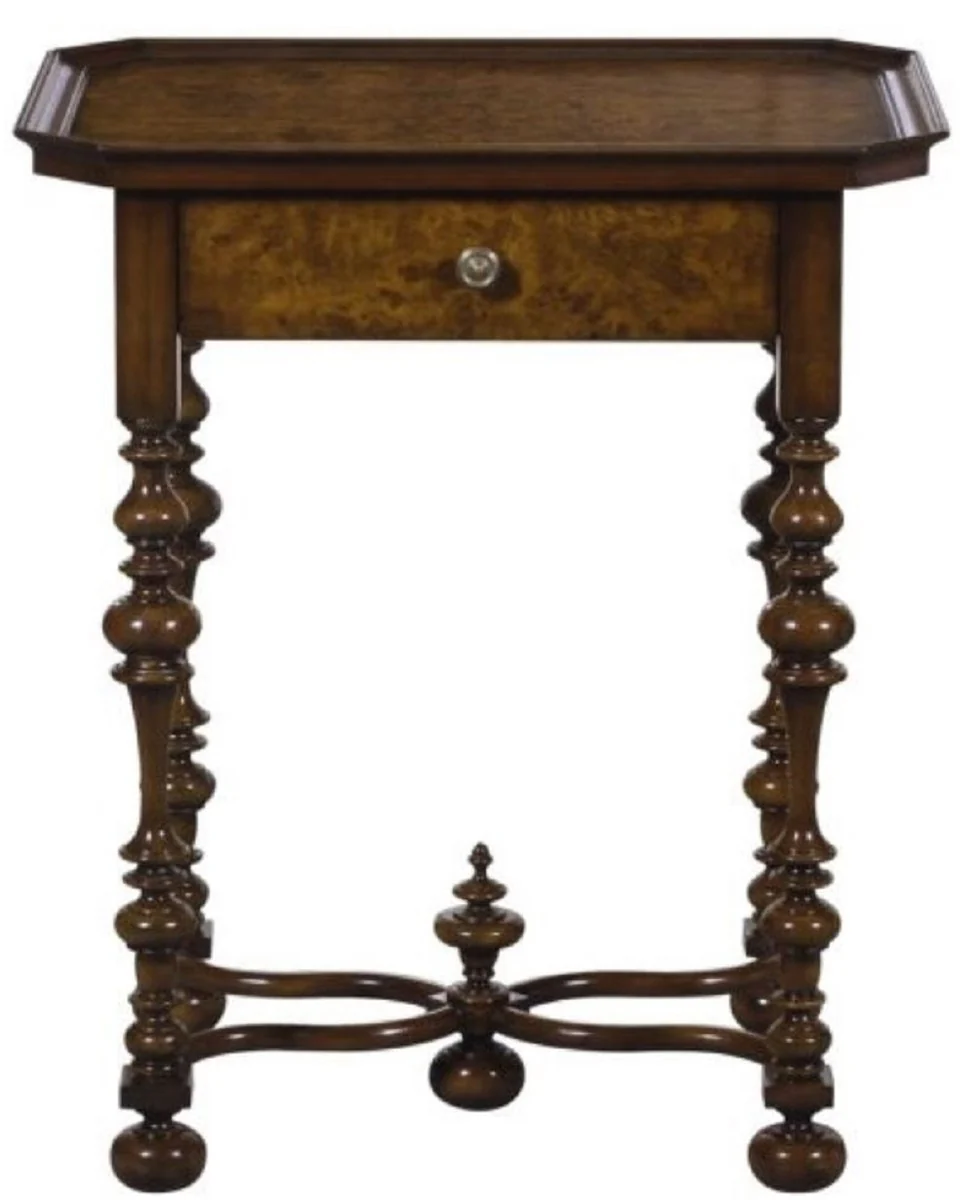 Casa Padrino mesa auxiliar barroco de lujo con cajón marrón / marrón oscuro 58 x 42 x H. 69 cm - Muebles Barrocos