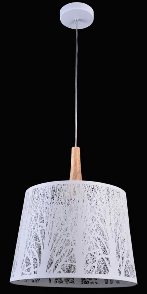 Casa Padrino lámpara colgante blanco / natural Ø 35 x H. 40 cm - Lámpara colgante con siluetas de árboles estampados