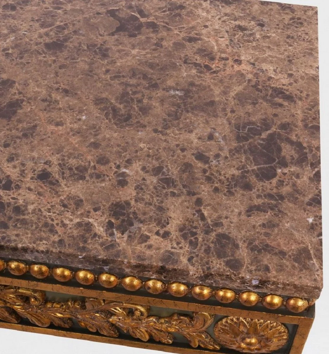 Casa Padrino consola barroco de lujo gris / oro antiguo / marr¨®n - Consola de madera maciza hecha a mano con elegantes decoraciones y tapa de m¨¢rmol - Muebles Barrocos