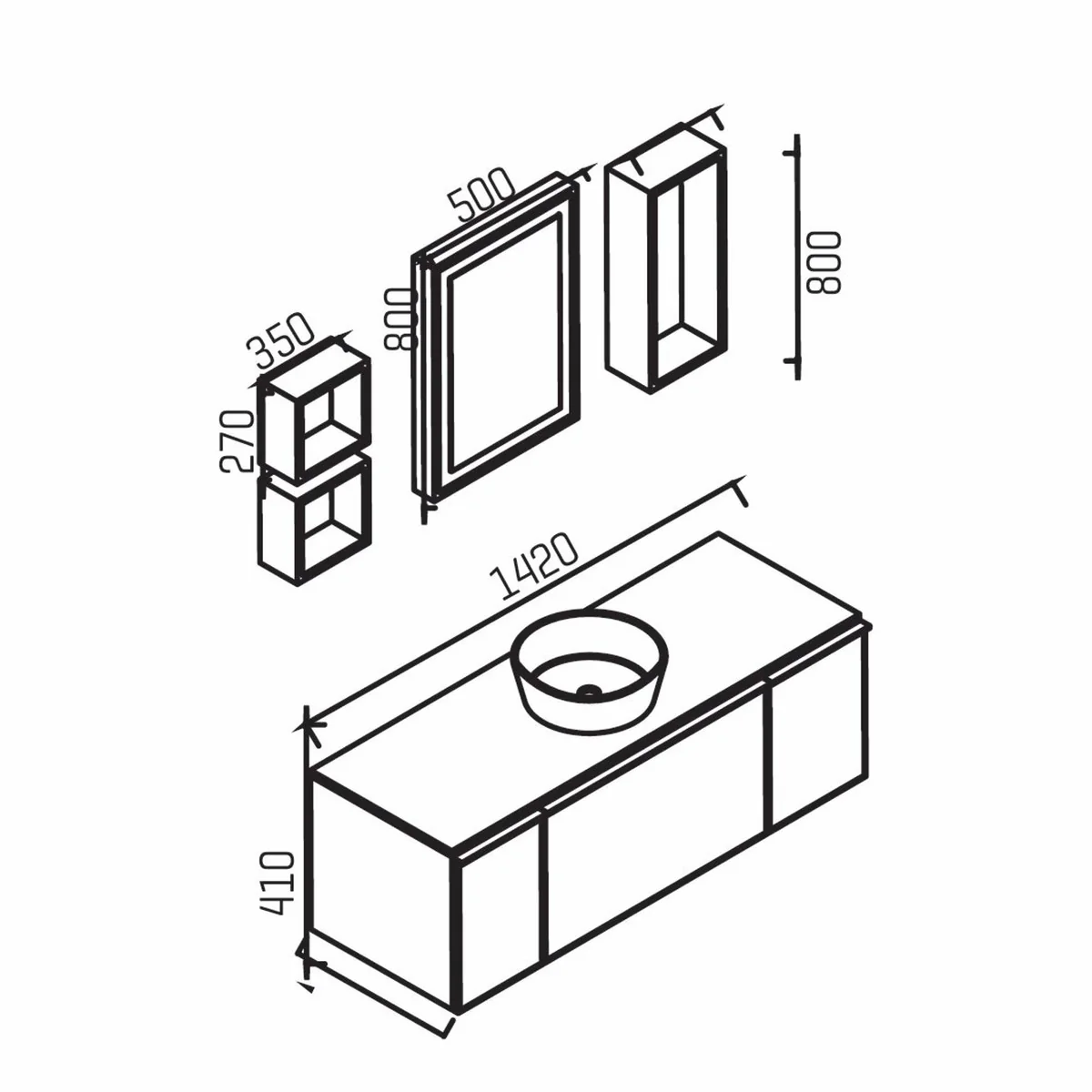 Casa Padrino Conjunto de Baño de Lujo Gris / Plata 142 cm - Muebles de Baño
